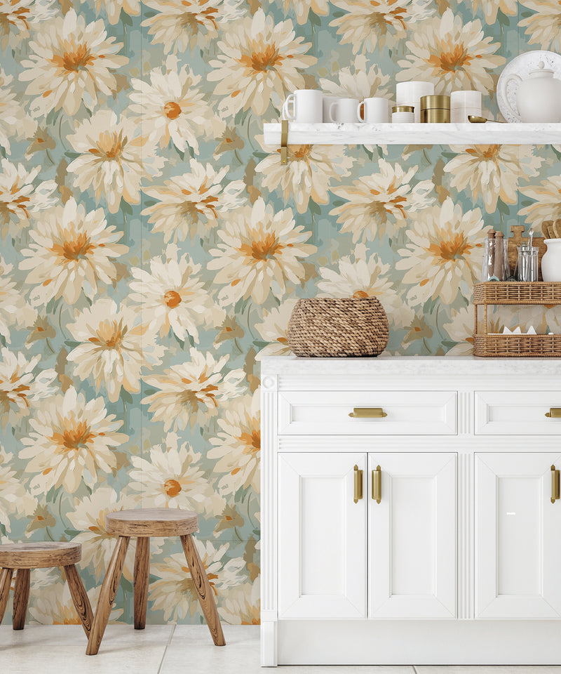 Wall Wear Roll Jumbo Daisy Design – Removable, Water-Resistant, Vinyl – Peel and Stick Wallpaper Roll – 20.5" x 216"