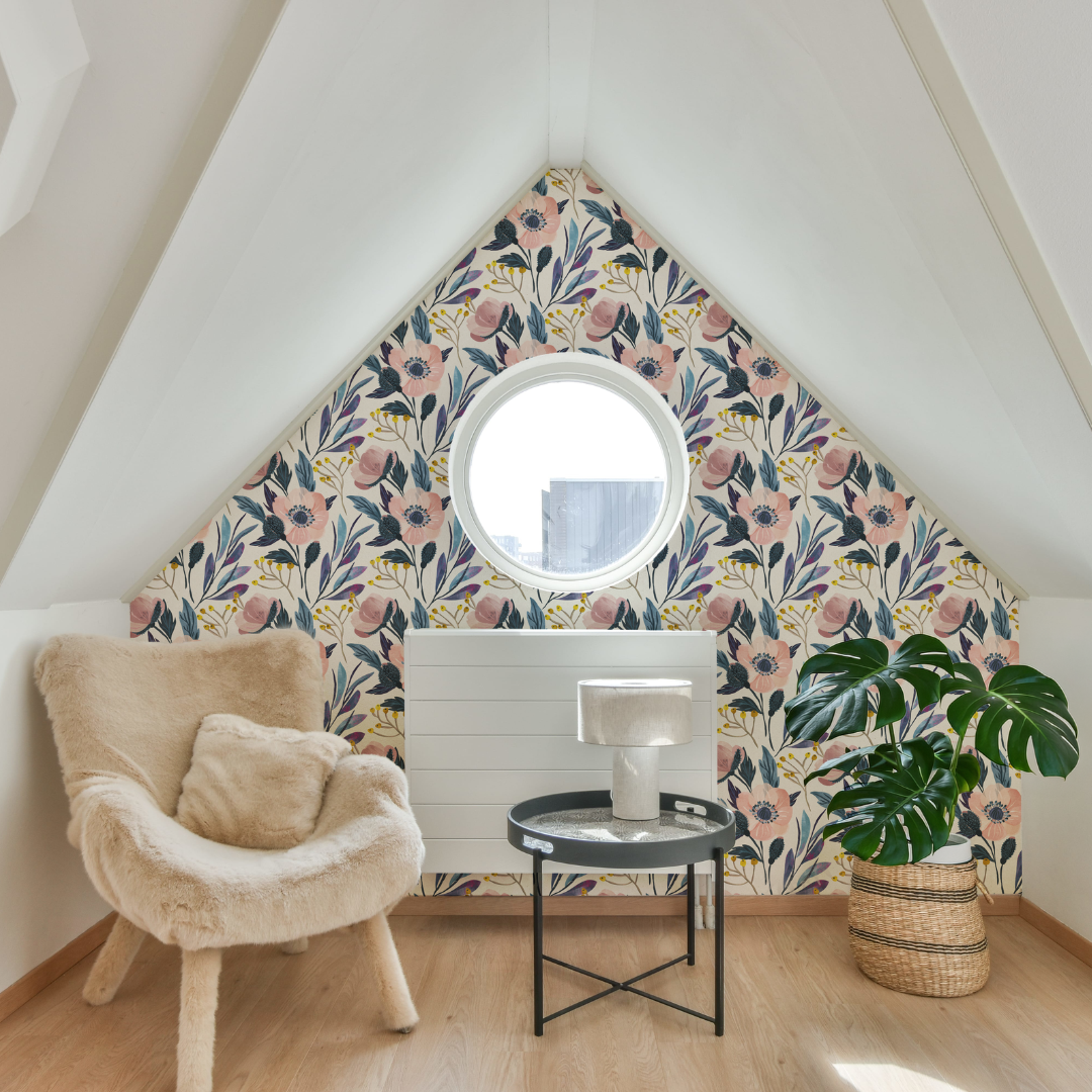 Pink Wildflower Peel and Stick Vinyl Wallpaper Roll