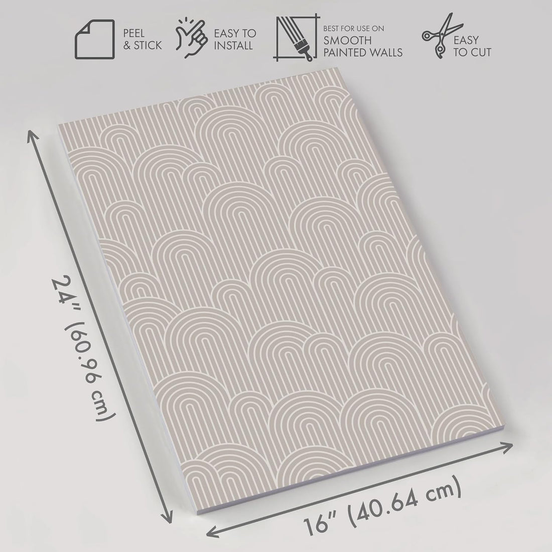 Taupe Curves Peel & Stick Vinyl Wallpaper Panel - 8 Pack