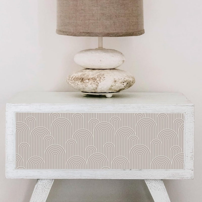 Wall Wear Panel Taupe Curves Design – Removable & Water-Resistant – Peel & Stick Design – Modern Decorative Panel for Walls – 16" x 24"