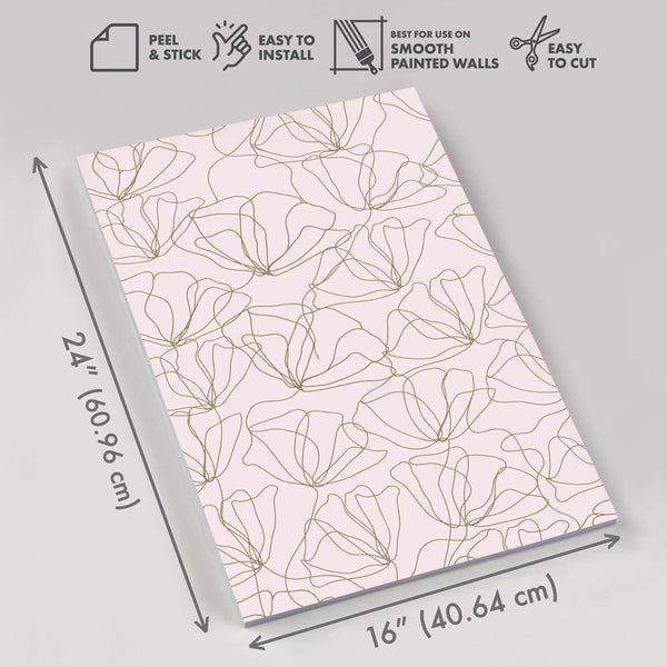 Wall Wear Panel Drawn to Nature Design  – Removable & Water-Resistant – Peel & Stick Design – Modern Decorative Panel for Walls – 16" x 24"