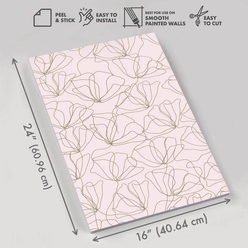 Wall Wear Panel Drawn to Nature Design  – Removable & Water-Resistant – Peel & Stick Design – Modern Decorative Panel for Walls – 16" x 24"