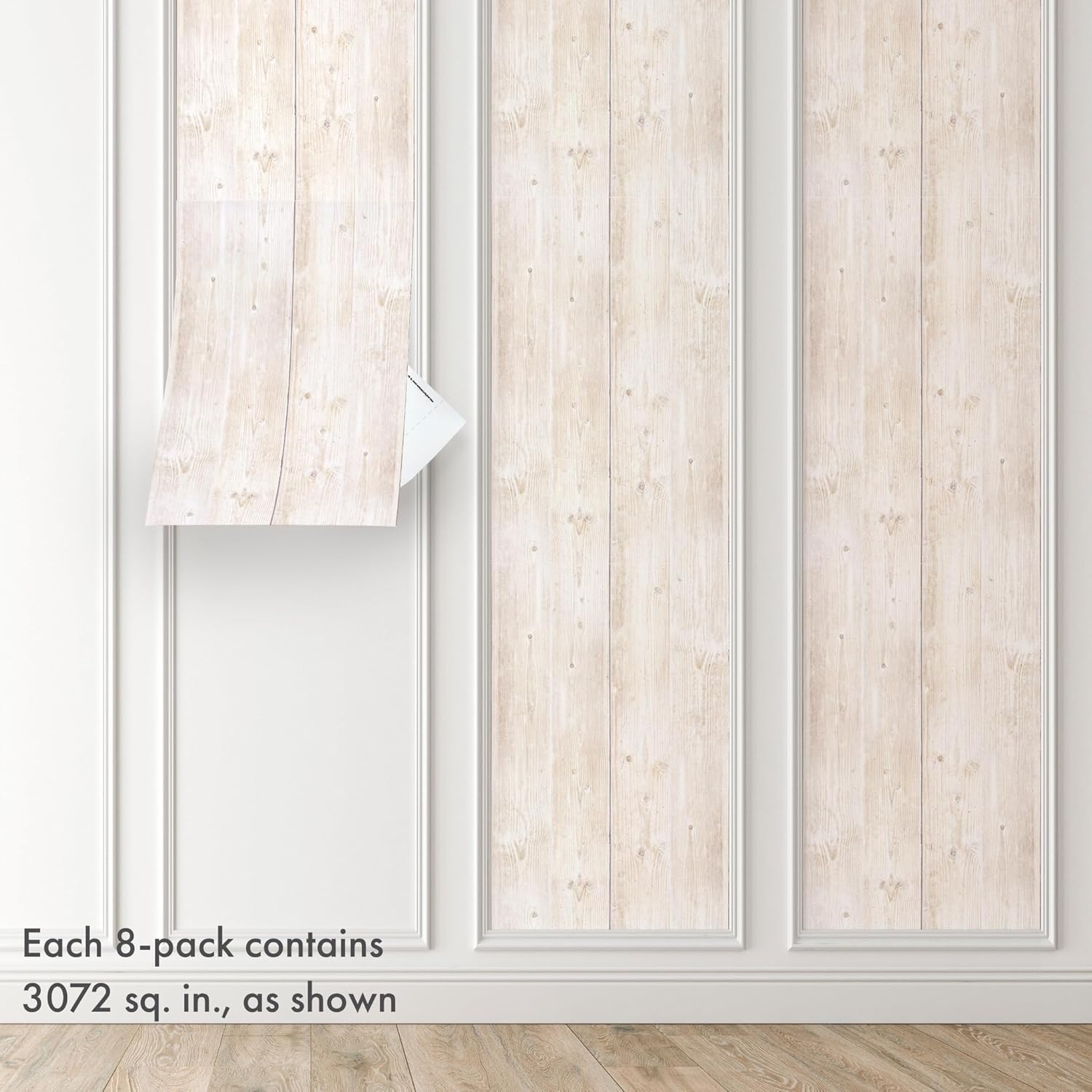 Wood Plank Peel & Stick Vinyl Wallpaper Panel - 8 Pack