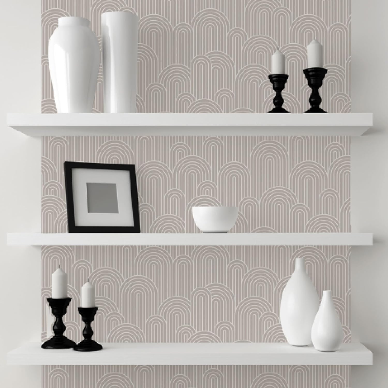 Taupe Curves Peel & Stick Vinyl Wallpaper Panel - 8 Pack