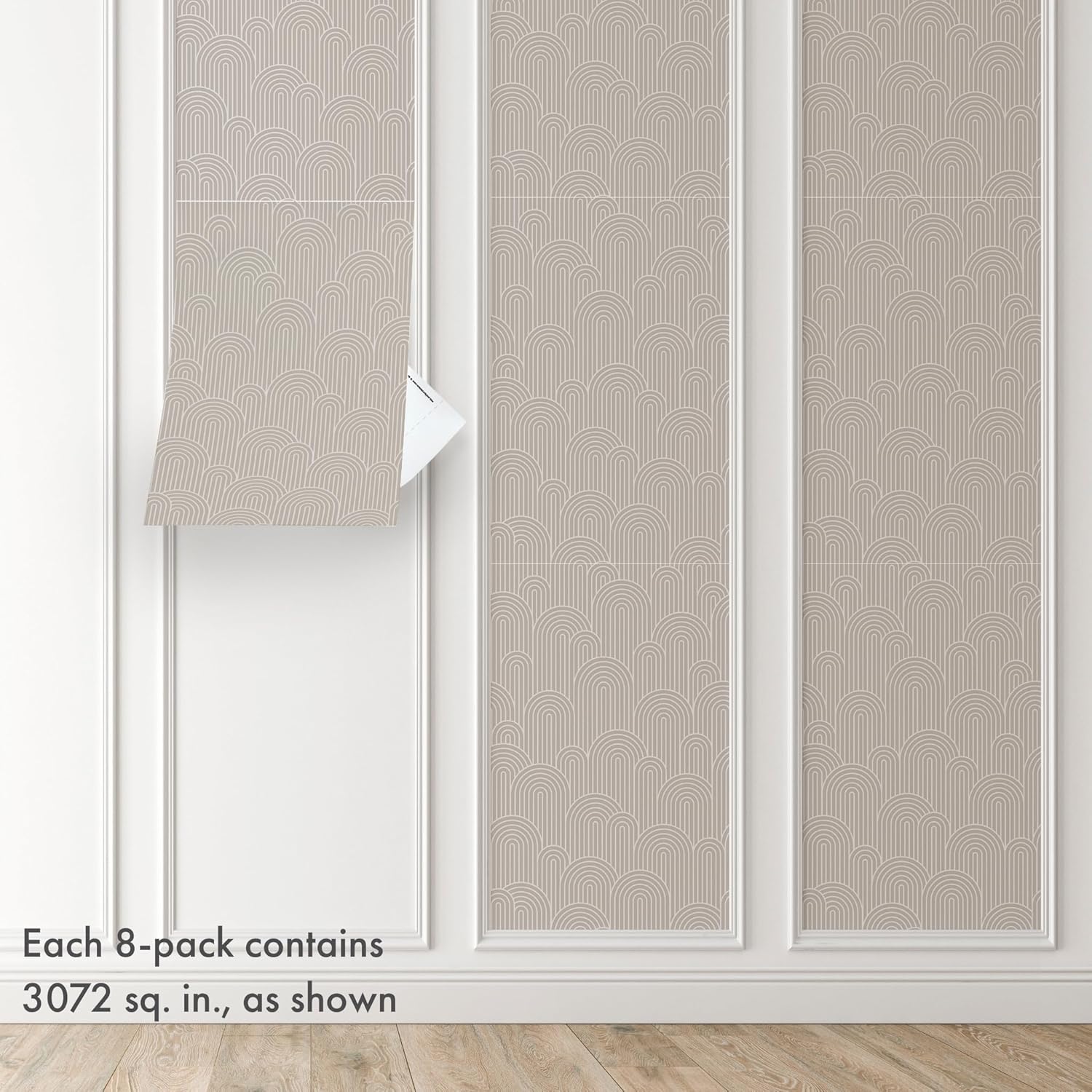 Taupe Curves Peel & Stick Vinyl Wallpaper Panel - 8 Pack