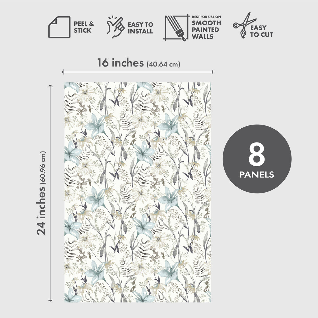 Gardenside Gossip Peel & Stick Vinyl Wallpaper Panel - 8 Pack