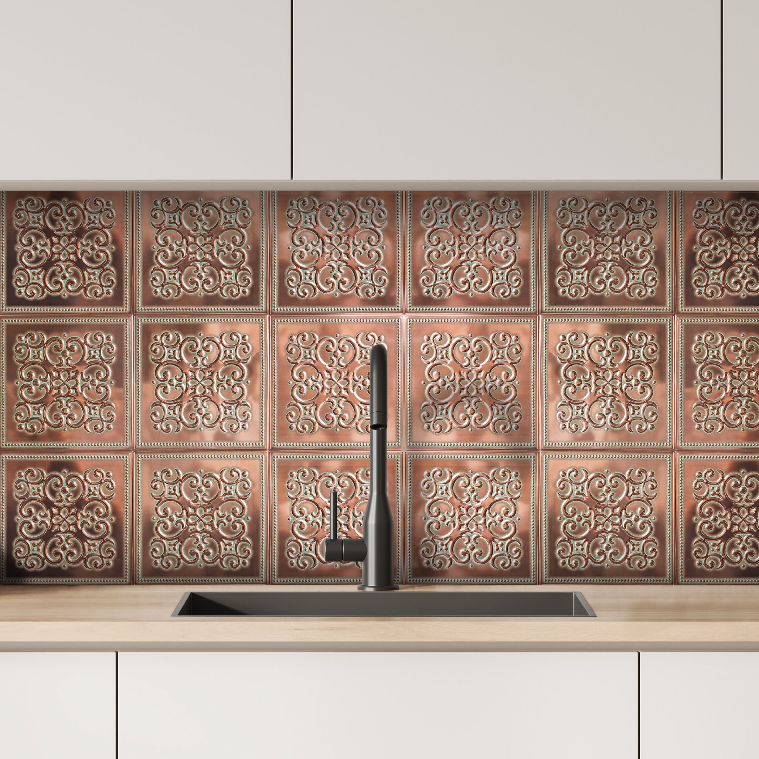 Patina Copper Peel and Stick Metal Tiles – 10 Pack