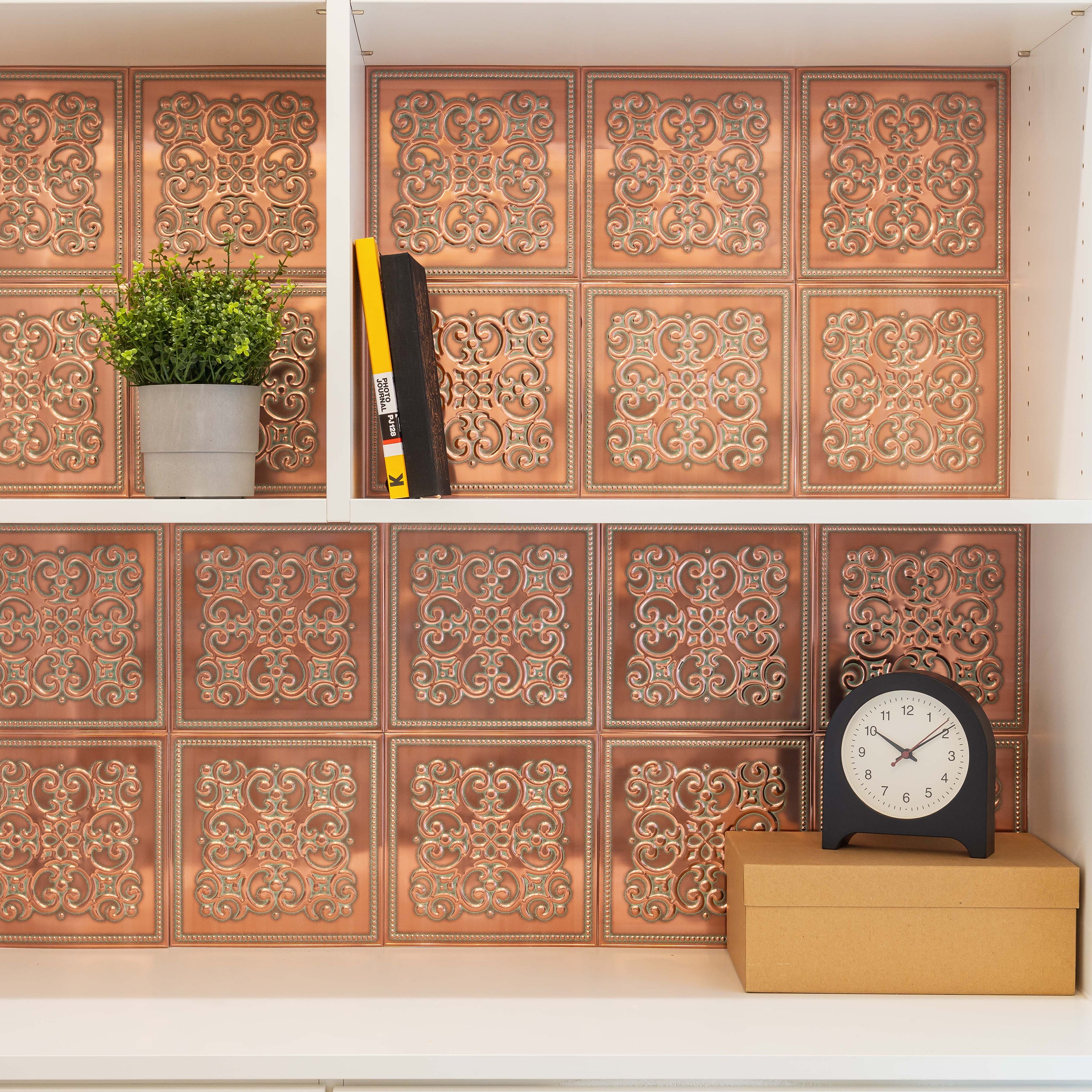 Patina Copper Peel and Stick Metal Tiles – 10 Pack