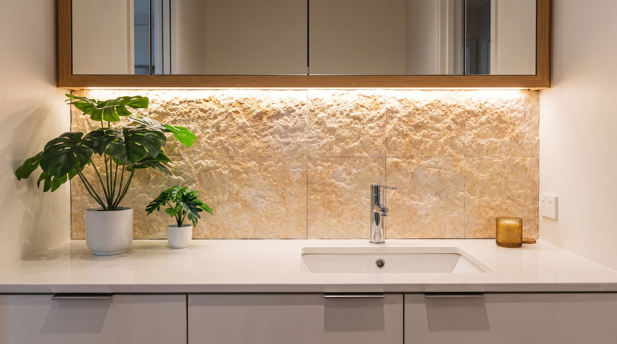 Warm Limestone Peel and Stick Stone Tiles – 8 Pack