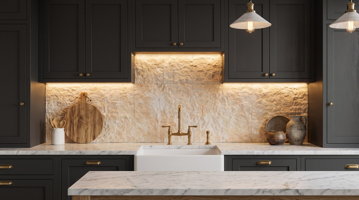 Warm Limestone Peel and Stick Stone Tiles – 8 Pack