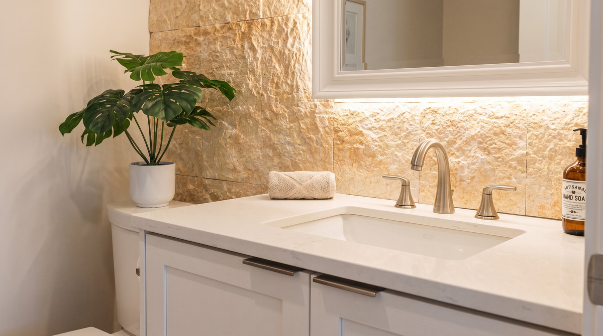 Warm Limestone Peel and Stick Stone Tiles – 8 Pack