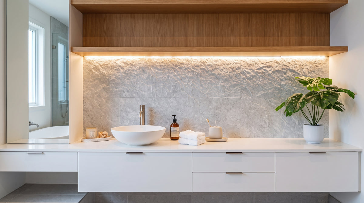 Dove Gray Peel and Stick Stone Tiles – 8 Pack