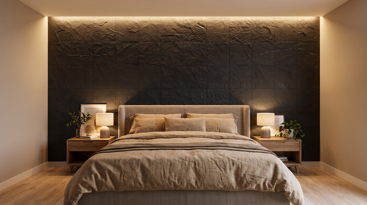 Graphite Peel and Stick Stone Tiles – 8 Pack