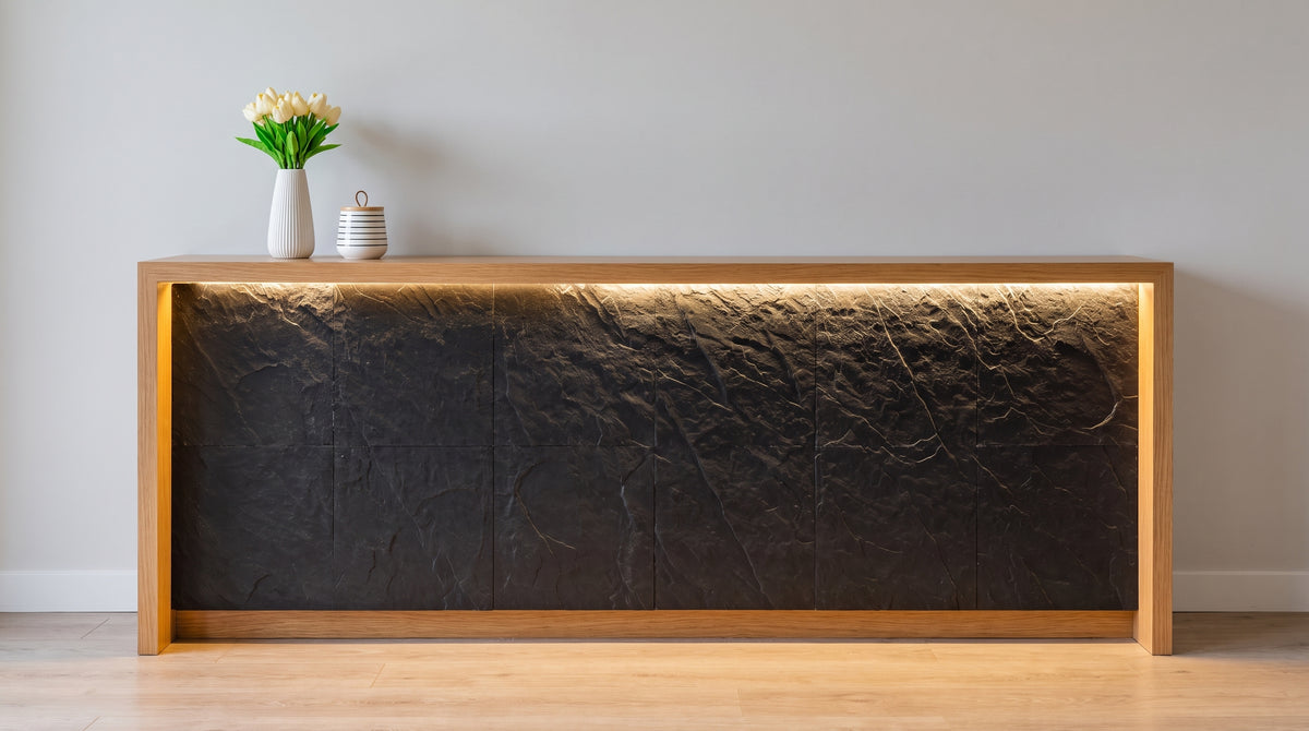 Graphite Peel and Stick Stone Tiles – 8 Pack