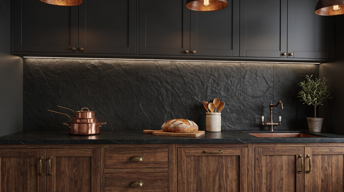 Graphite Peel and Stick Stone Tiles – 8 Pack