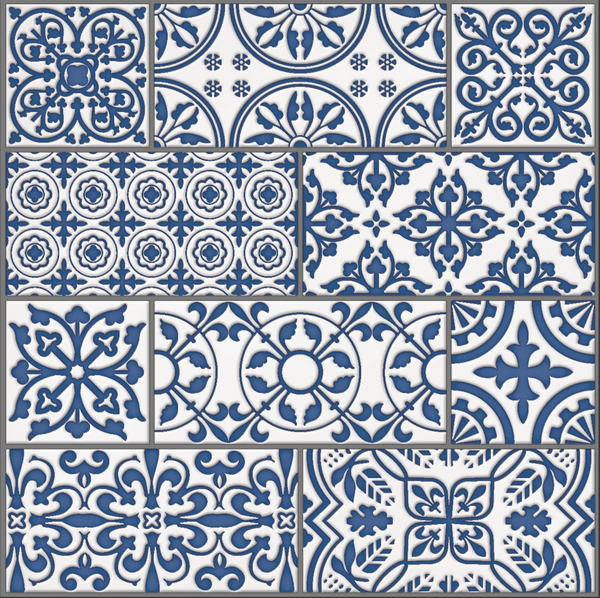 Blue Painted Decorative Tiles