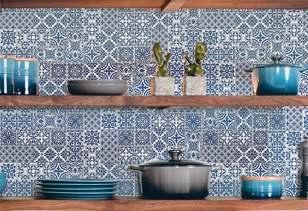 Blue Painted Decorative Tiles